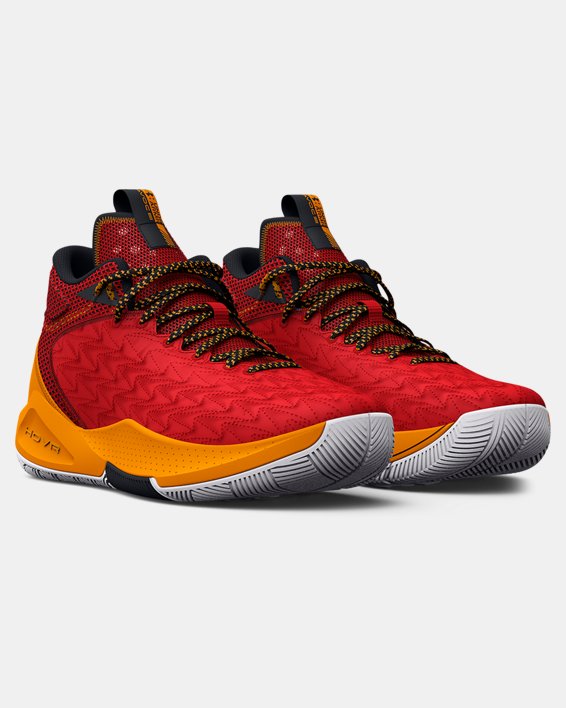 Unisex UA HOVR™ Havoc 5 Clone Basketball Shoes, Red, pdpMainDesktop image number 3